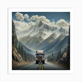 Truck Driving In The Mountains Art Print