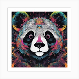 Mesmerizing Panda With Luminous Eyes On A Profound Black Background Art Print