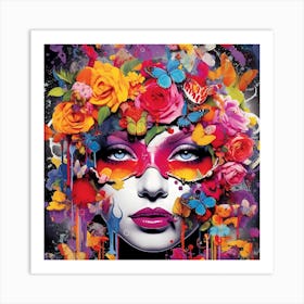 Lady With Butterflies Art Print