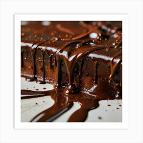 Chocolate Cake With Chocolate Sauce Art Print