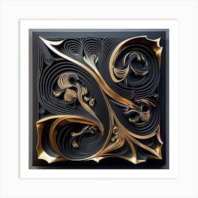 Abstract Black And Gold Art Print