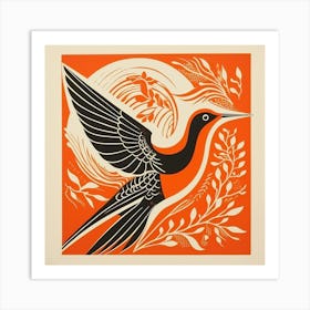 Retro Bird Lithograph Hummingbird 4 Art Print