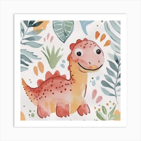 Cute Muted Pastels Carnotaurus Dinosaur 1 Art Print