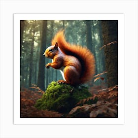 Red Squirrel In The Forest 6 Art Print