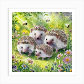 Hedgehogs Family Art Print