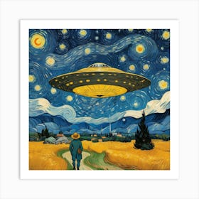 Ufo At Starry Night Van Gogh Painting 2 Art Print