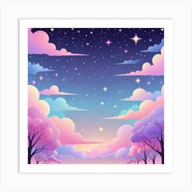 Sky With Twinkling Stars In Pastel Colors Square Composition 248 Art Print