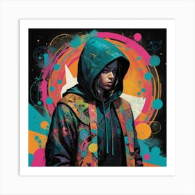 Girl In A Hoodie Art Print