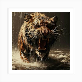 Tiger In The Rain 1 Art Print