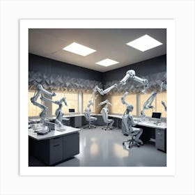 Robots In The Office 3 Art Print