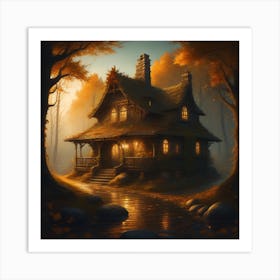 Fall Cottage Art Print