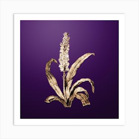 Gold Botanical Eucomis Punctata on Royal Purple n.0886 Art Print
