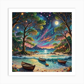 Night At The Beach Art Print