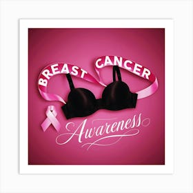 Women Breast Cancer Awareness background in Pink Ribbon international symbol for month October clipart and poster clipart and wall art 26 Art Print