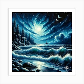 Abstract Oil Painting Of Raging Ocean 7 Copy Art Print