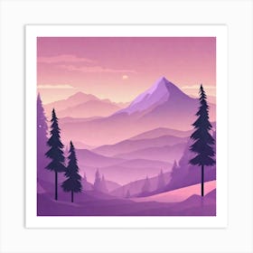 Misty mountains background in purple tone 60 Art Print