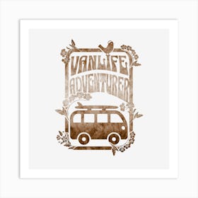 Vanlife adventurer Sepia hippy vibes Art Print