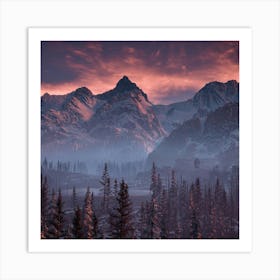 Sunset In The Mountains Art Print