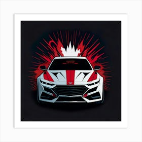 Car Red Artwork Of Graphic Design Flat (223) Art Print