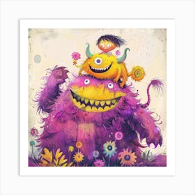 Monsters And Flowers Art Print