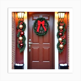 Christmas Door Decorations 10 Art Print