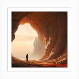 Man Standing In A Cave Art Print