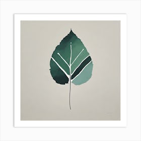 'Blue Leaf', A minimal Illustration of a leaf, pleasing home & office decor, calming tone with solid background, 1347 Art Print
