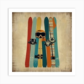 Default Retro Ski 3 Square Art 1 Art Print