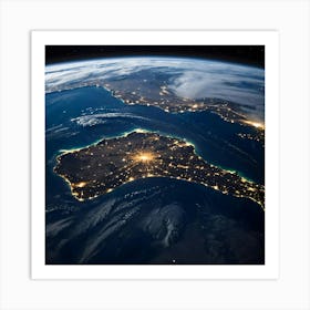 Earth At Night 24 Art Print