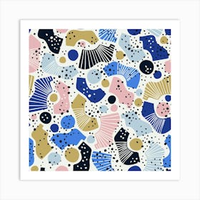 Abstract Shapes And Dots Cream Art Print