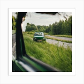 Vintage Car On The Road Art Print