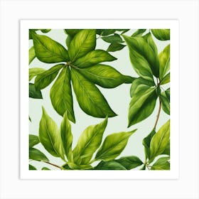 Seamless Pattern Of Green Leaves Art Print