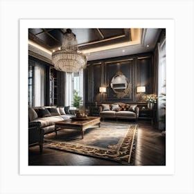 Black And Gold Living Room 3 Art Print