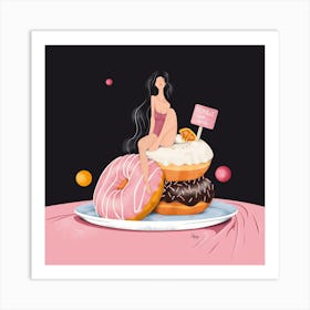 Donut Eat Alone Square Art Print