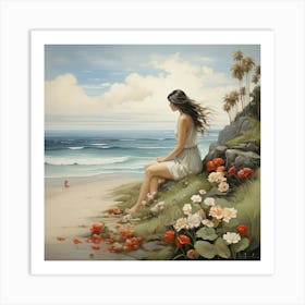 Woman On The Beach art print Art Print