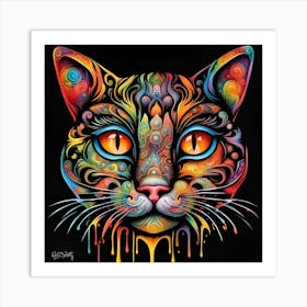 Psychedelic Cat Art Print