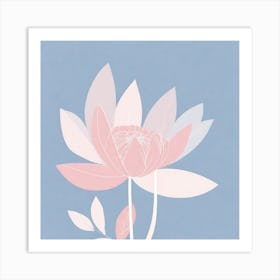 A White And Pink Flower In Minimalist Style Square Composition 662 Art Print