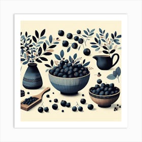 Scandinavian Art, Aronia berries ​ Art Print