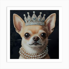 Chihuahua In Crown And Pearls 8 Affiche