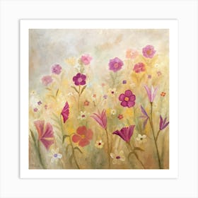 Flowers In The Mist Square Art Print