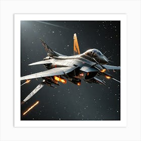 Fighter Jet In Space Art Print