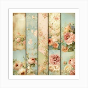 Shabby Floral Pastel wallPaper Bundle In The Style Of (1) Art Print