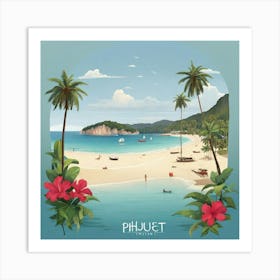 Phuket Thailand Flat Illustration 3 Art Print Art Print