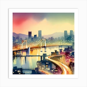 Cityscape At Night Art Print