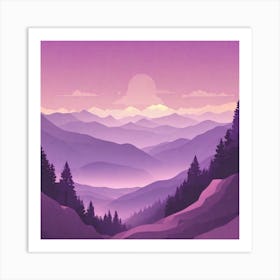 Misty mountains background in purple tone 122 Art Print