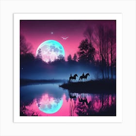 Moonlight In The Forest Art Print