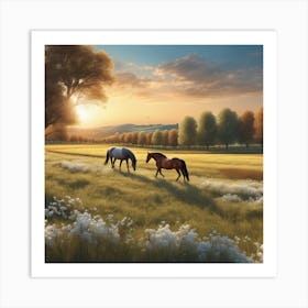 Horses In The Meadow 11 Art Print