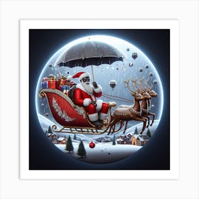 Black Santa with umbrella Art Print