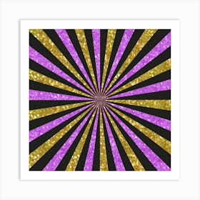 Gold Glitter Sunburst Background 06 Art Print