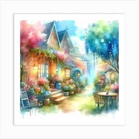 Watercolor Of A Garden Art Print